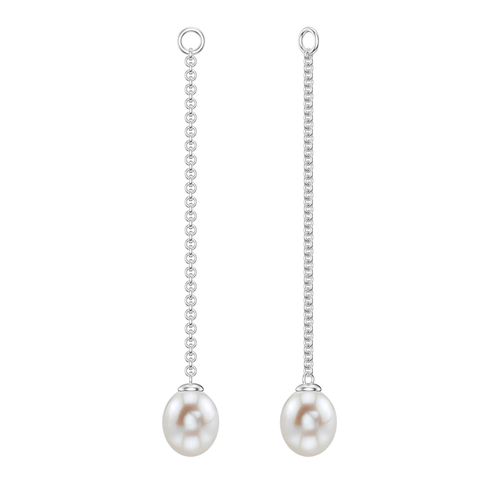 Venus Pearl Platinum Plated Silver Dangle Drops