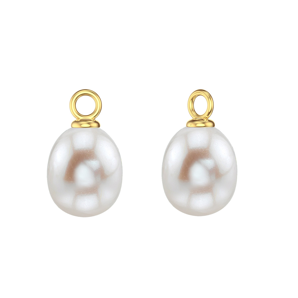 Venus White Sapphire Hoop Pearl Drop 18ct Gold Vermeil Earring Set #2