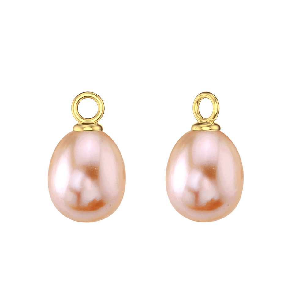 Venus Moissanite Hoop Pink Pearl Drop 18ct Gold Vermeil Earring Set #2