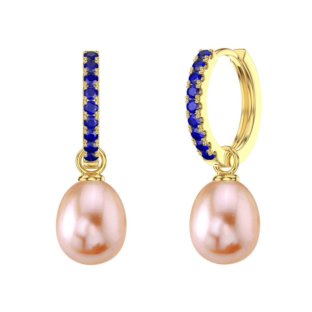 Venus Sapphire Hoop Pink Pearl Drop 18ct Gold Vermeil Earring Set