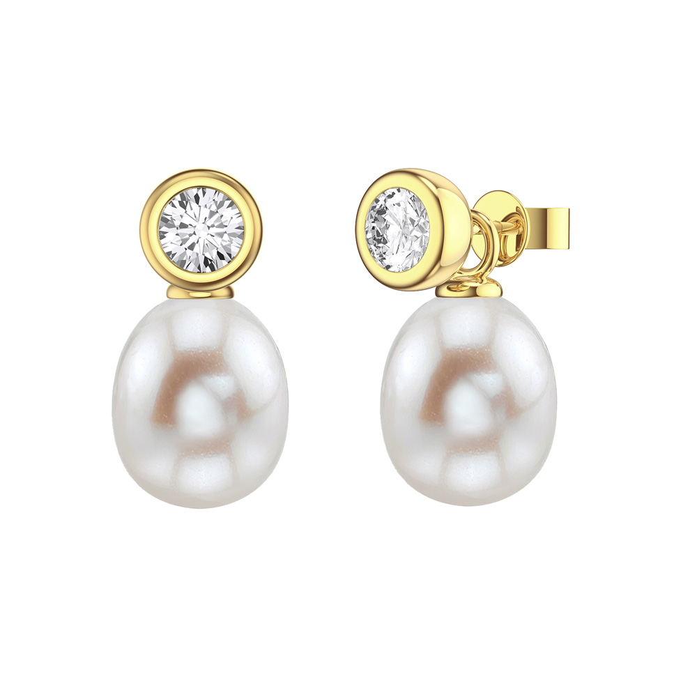 Venus White Sapphire Pearl 18ct Gold Vermeil Drops