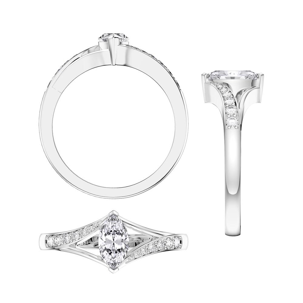 Unity Marquise Lab Diamond 18ct White Gold Engagement Ring #4