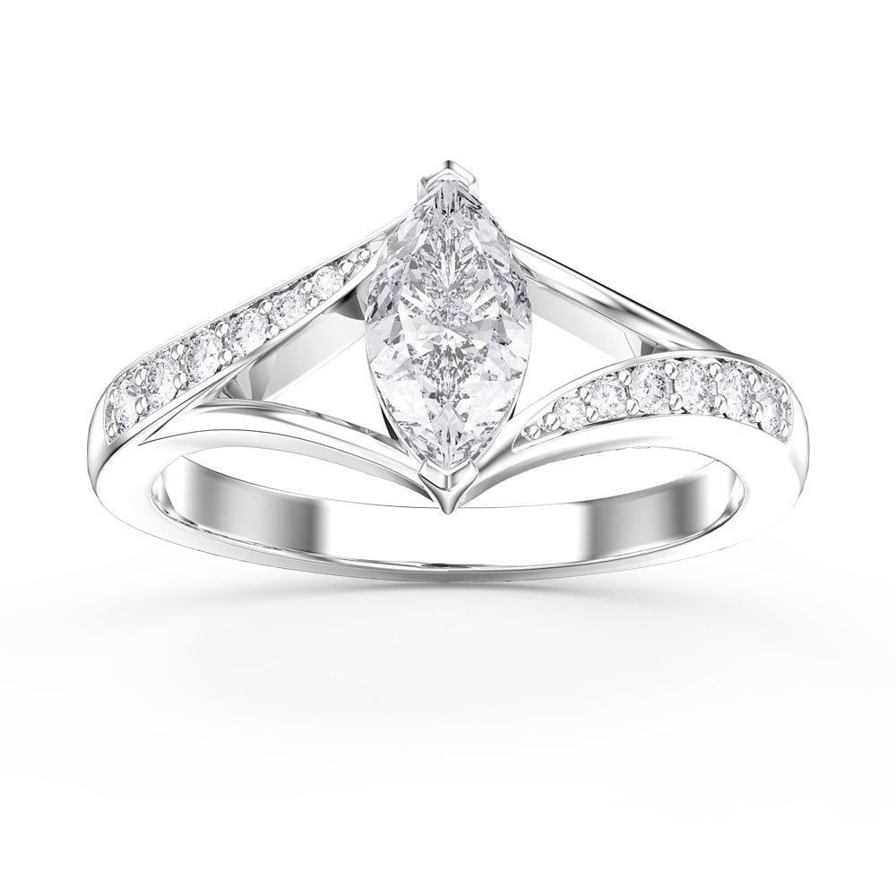 Unity Marquise White Sapphire Platinum plated Silver Promise Ring
