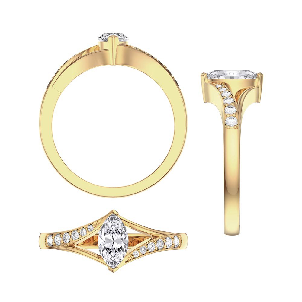 Unity Marquise Lab Diamond 9ct Yellow Gold Ring #4