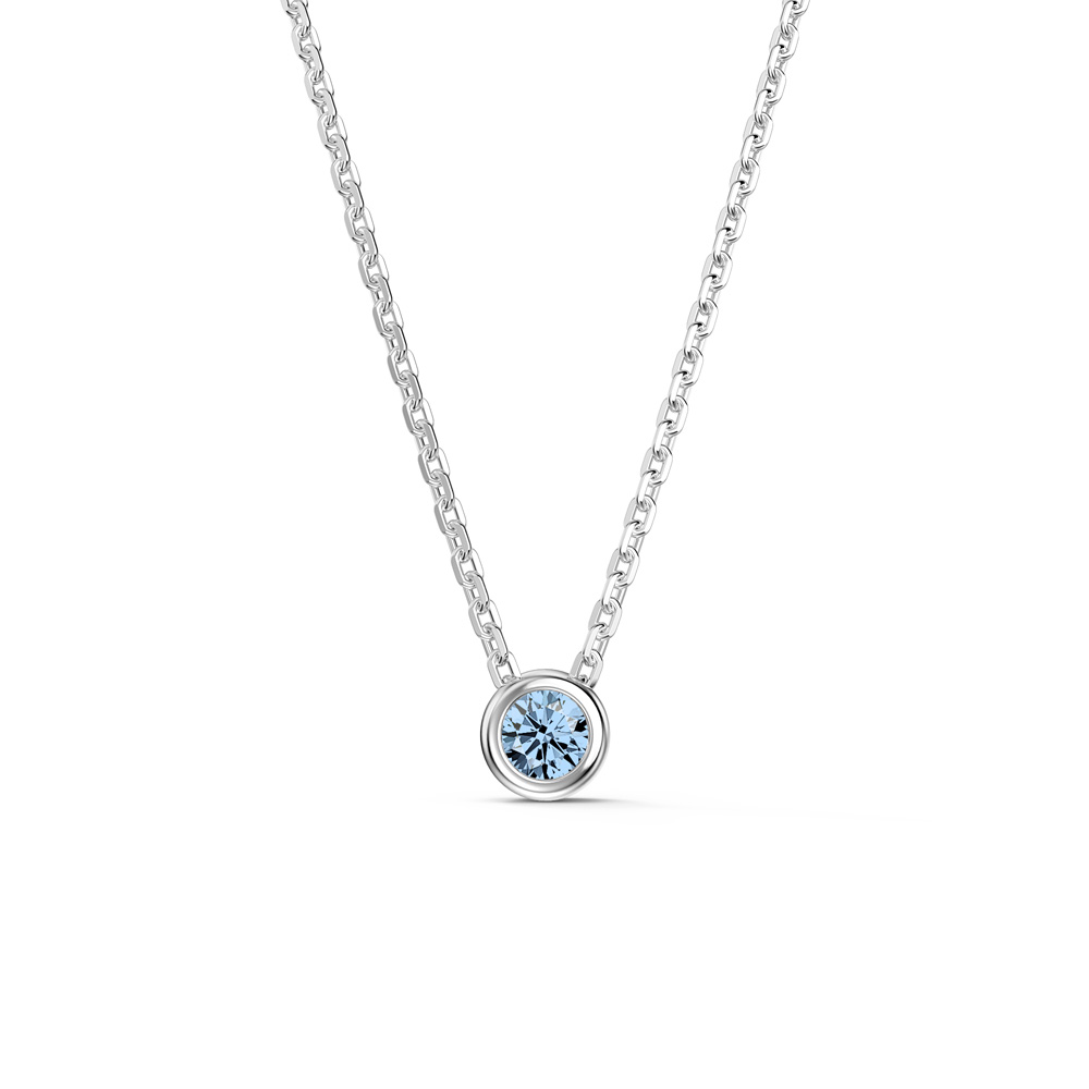 Infinity Aquamarine 9ct White Gold Bezel Pendant Necklace