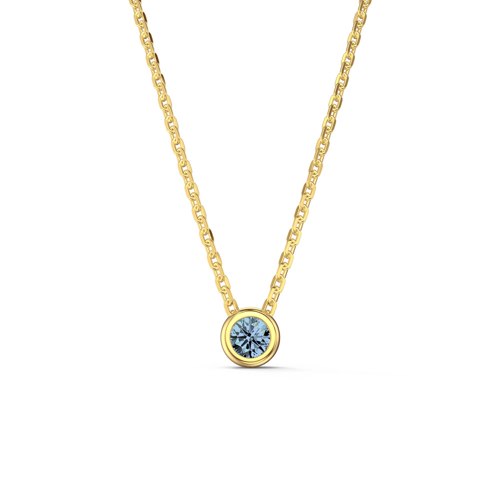 Infinity Aquamarine 9ct Yellow Gold Bezel Pendant Necklace