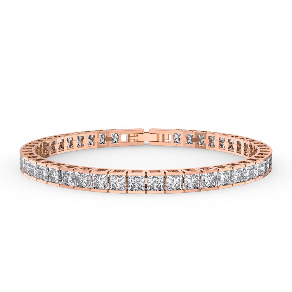 Princess CZ Diamond 18ct Rose Gold Vermeil Tennis Bracelet