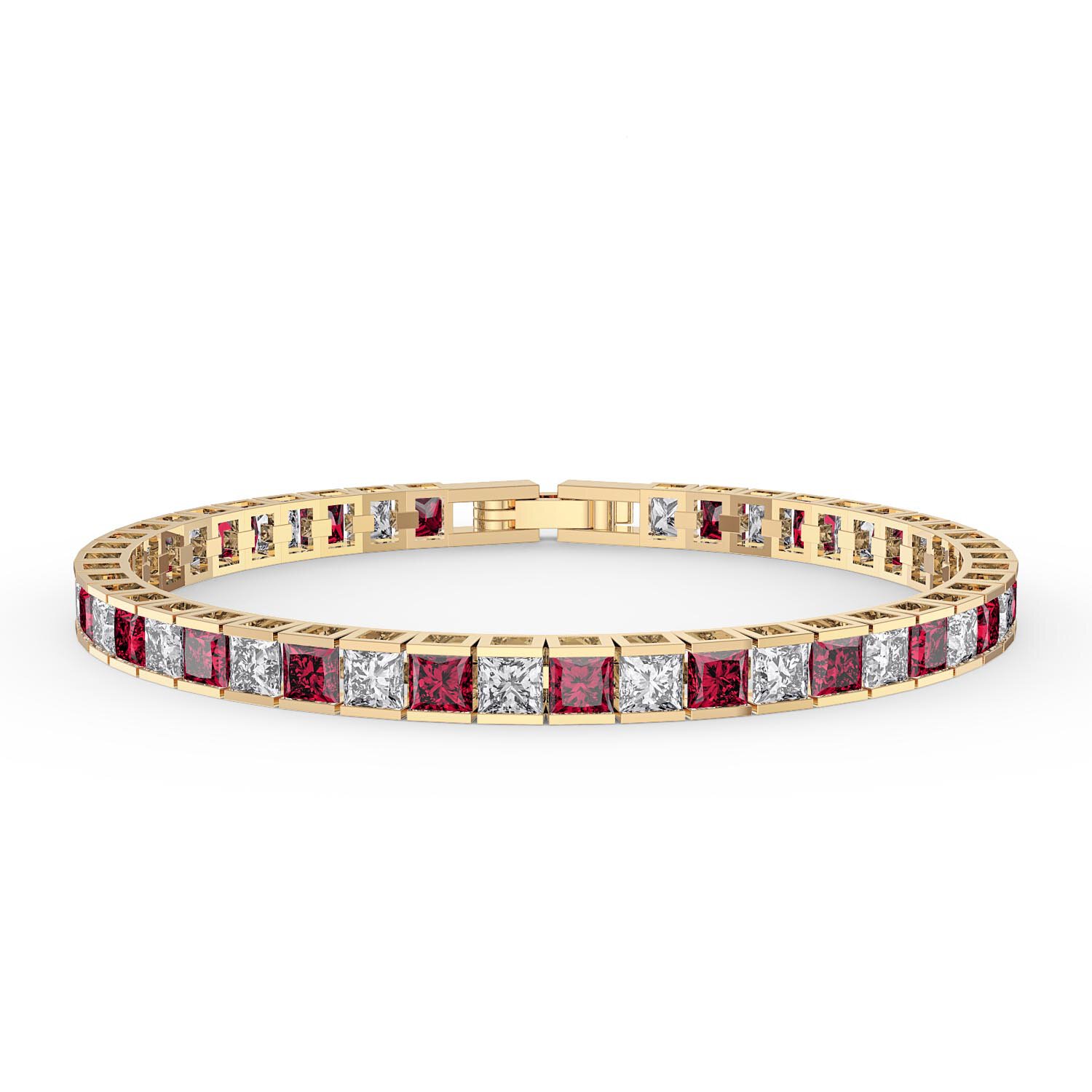 Geometric 18k Gold Chain Bracelet With Ruby Charm Link Chain  Etsy  Gold  bracelet chain Jewelry bracelets gold 18k gold chain