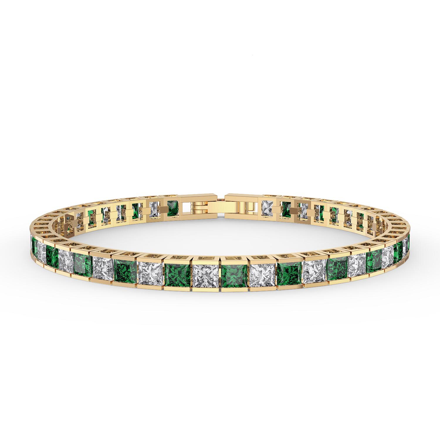 emerald bracelet Princess Emerald CZ 18ct Gold plated Silver Tennis Bracelet | Jian London