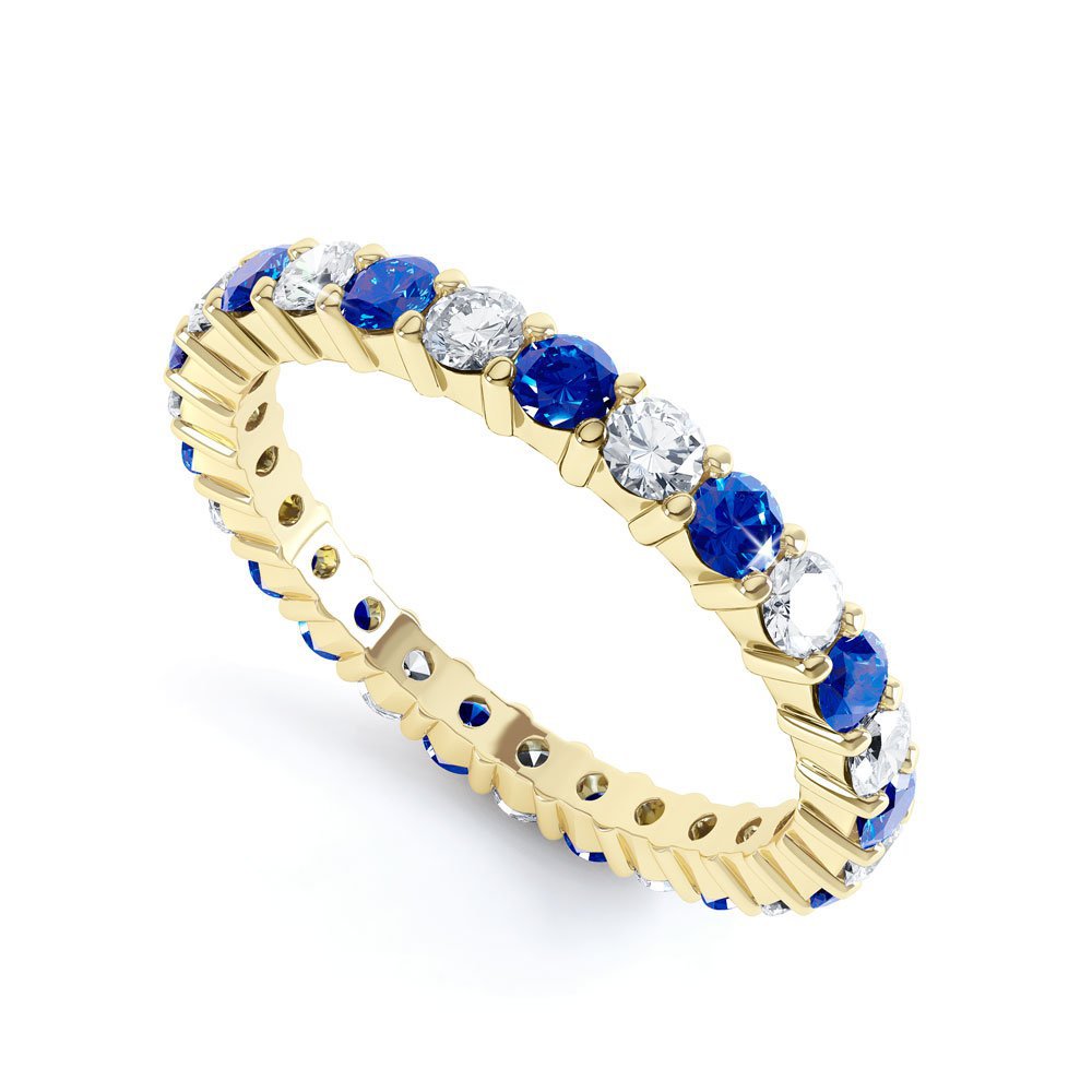 Promise Sapphire and Lab Diamond 9ct Yellow Gold Full Eternity Ring 2.5mm Band