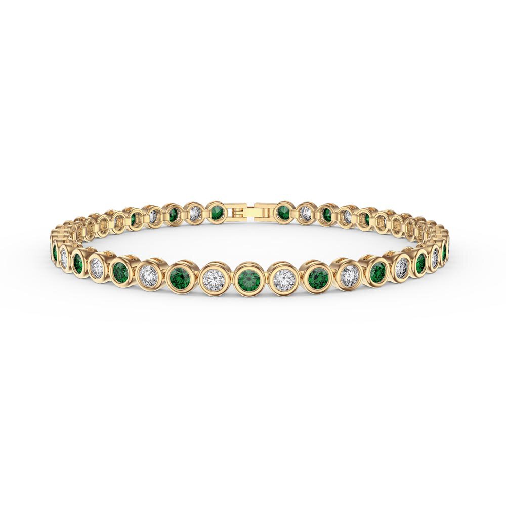 Infinity Emerald and Moissanite 18ct Gold Vermeil Tennis Bracelet