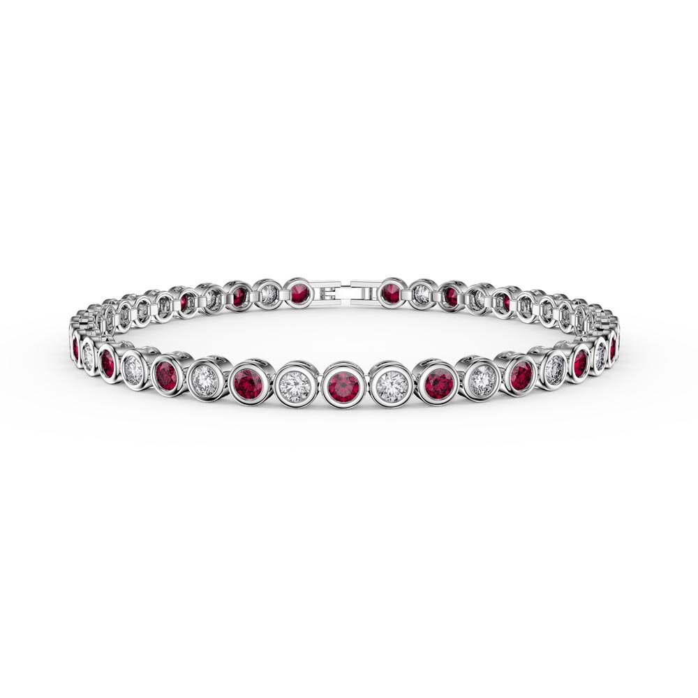 Infinity Ruby Platinum plated Silver Tennis Bracelet | Jian London