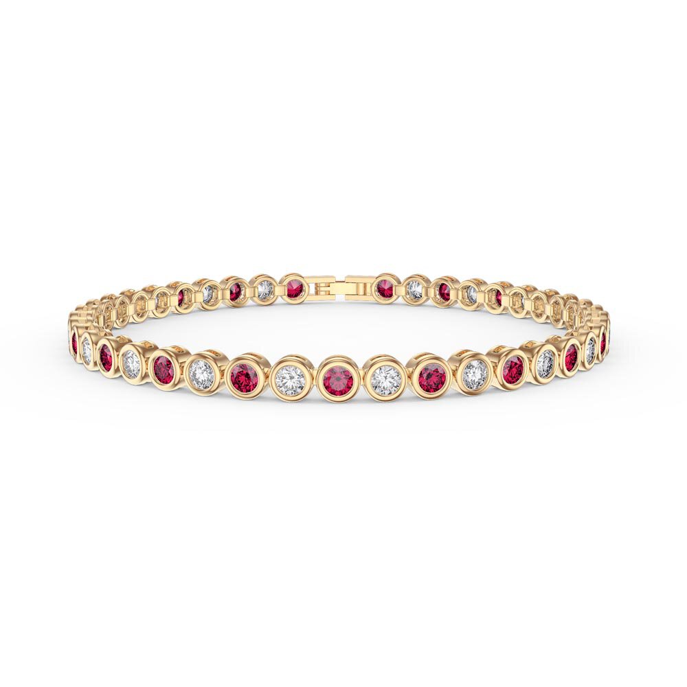 Infinity Ruby and Moissanite 18ct Gold Vermeil Tennis Bracelet