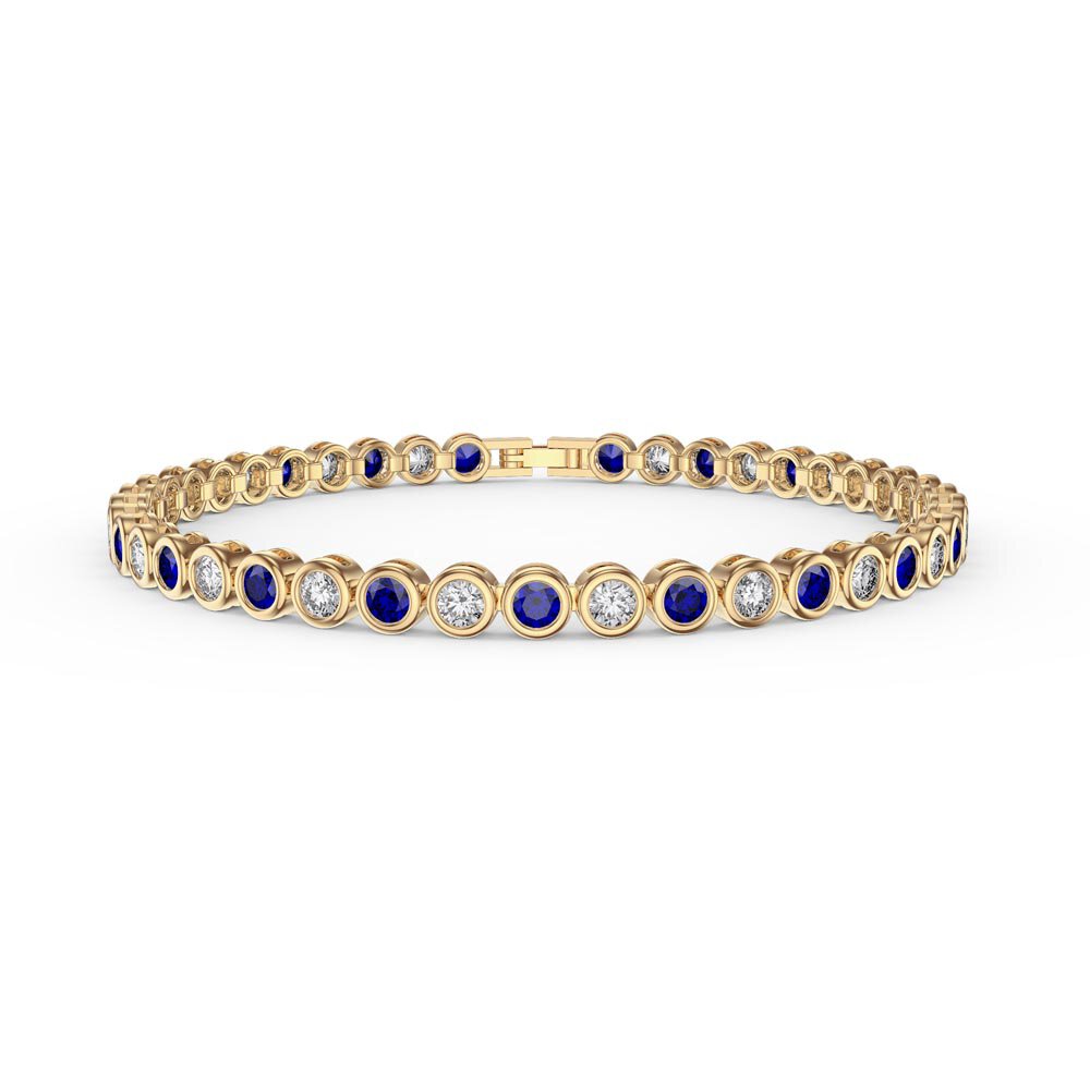 Infinity Sapphire and Moissanite 18ct Gold Vermeil Tennis Bracelet