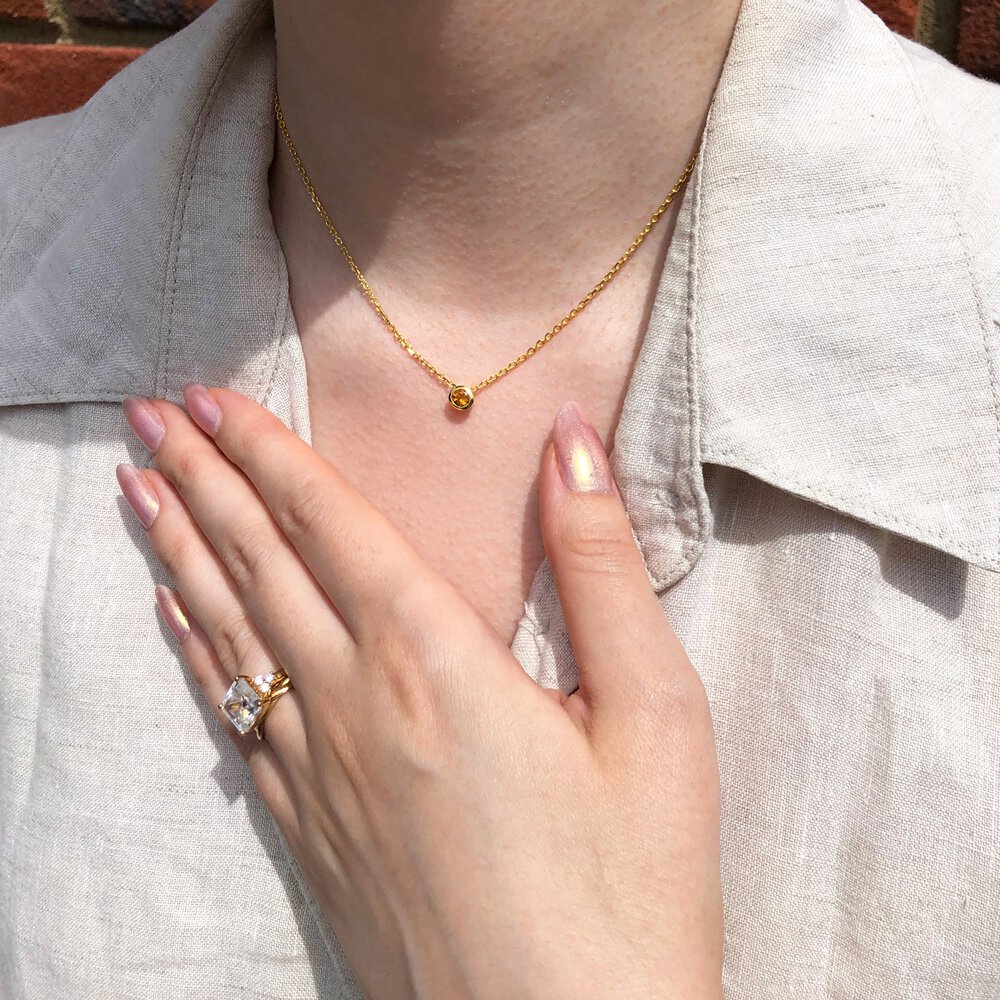 Infinity Citrine 18ct Gold Vermeil Birthstone Adjustable Necklace #6