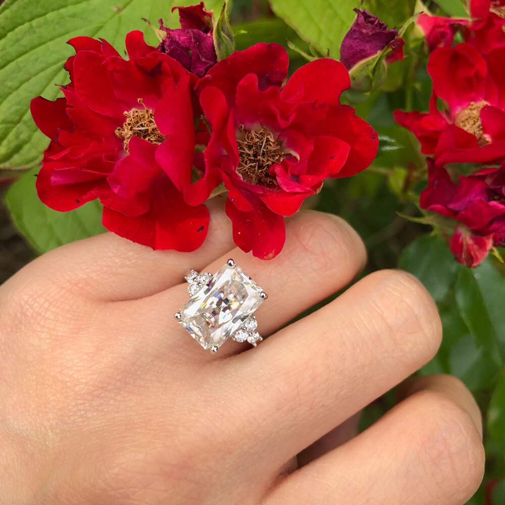 Radiant Cut 5ct Lab Diamond Platinum Engagement Ring #5