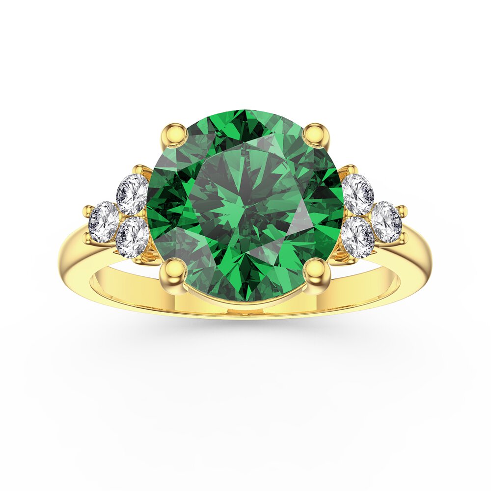 Radiant 3ct Emerald and Moissanite 18ct Yellow Gold Proposal Ring