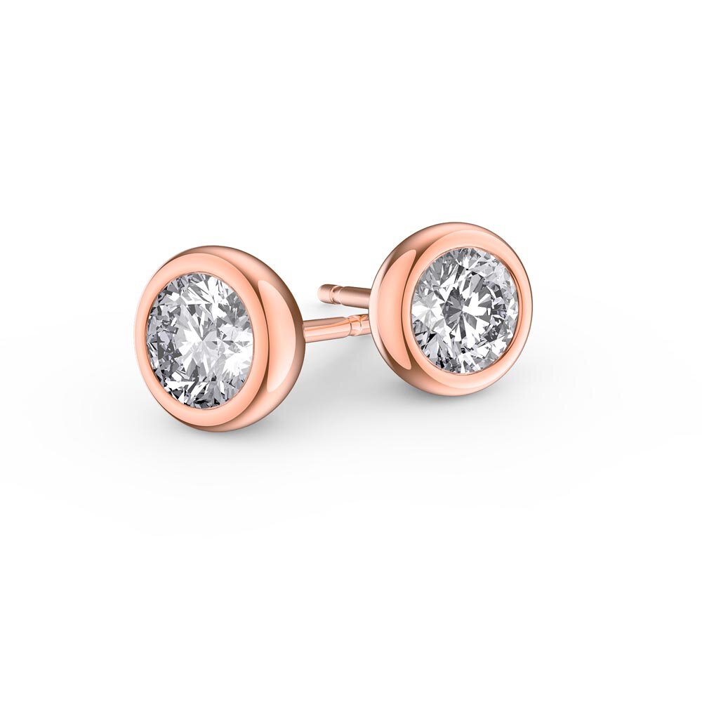 Infinity White Sapphire 9ct Rose Gold Stud Earrings