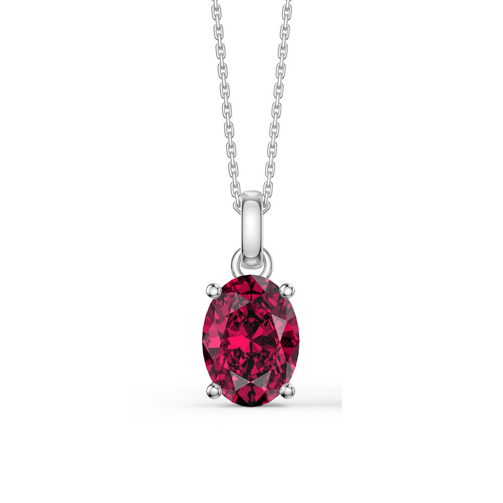 Eternity Oval Ruby Platinum plated Silver Pendant