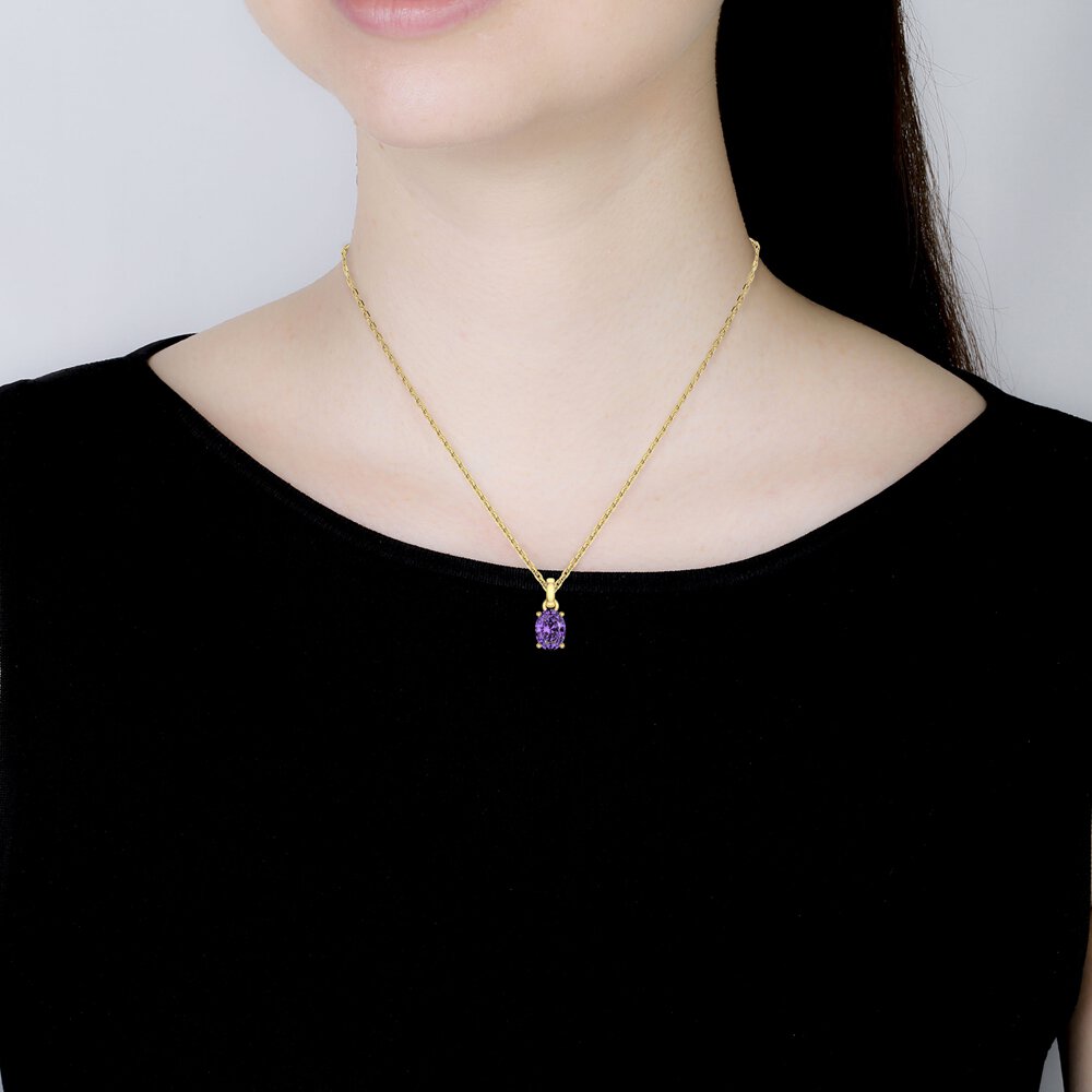 Eternity Oval Amethyst 18ct Gold Vermeil Pendant #2