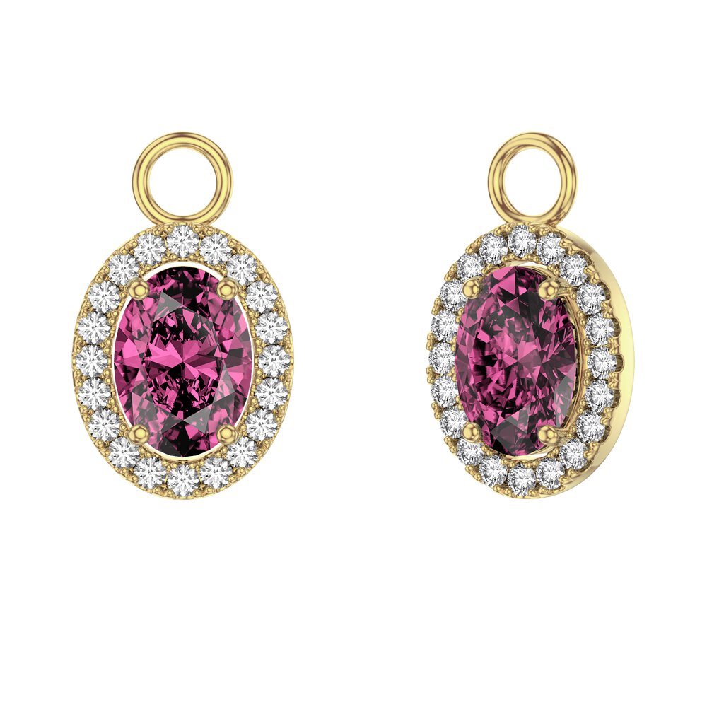 Eternity 1.5ct Pink Sapphire Oval Halo 18ct Gold Vermeil Interchangeable Hoop Drop Set #4