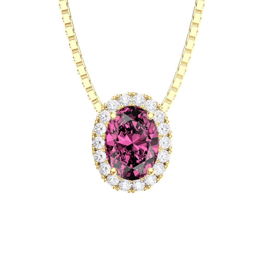 Eternity Pink Sapphire Halo 18ct Gold Vermeil Oval Pendant