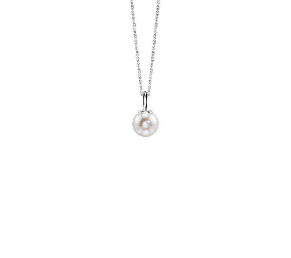 Infinity Pearl Platinum plated Silver Adjustable Necklace