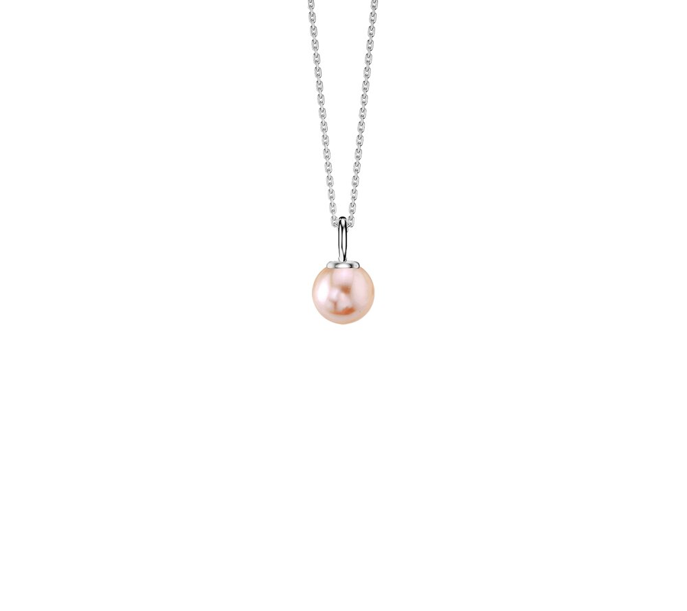Infinity Pink Pearl Platinum plated Silver Adjustable Necklace