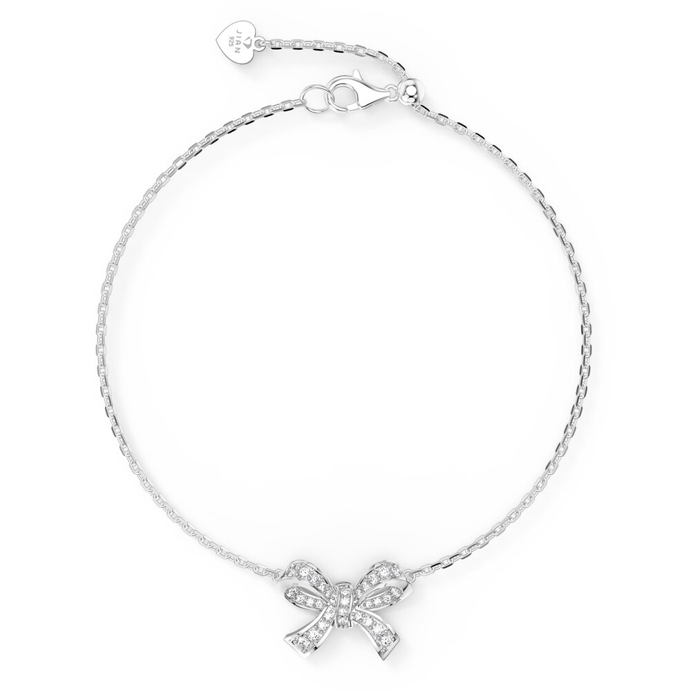 Charisma Moissanite Ribbon Platinum plated Silver Adjustable Pendant Bracelet