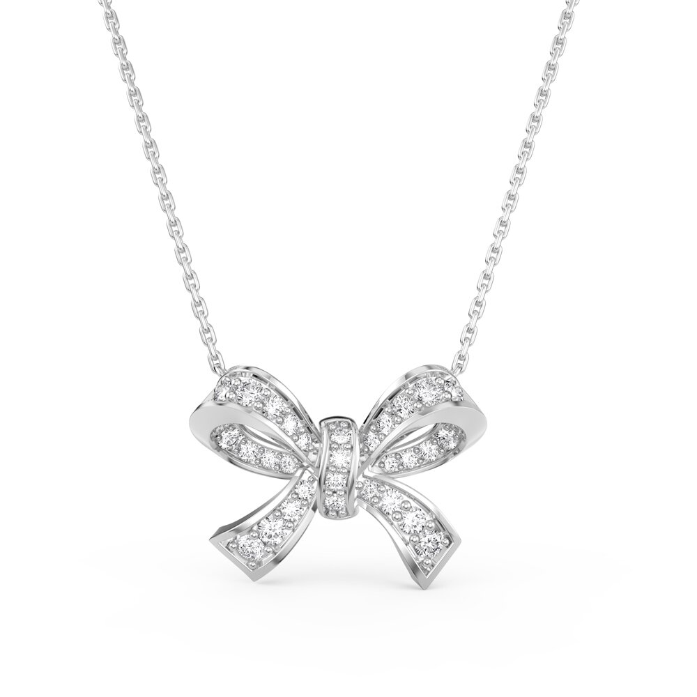 Charisma Moissanite Ribbon Platinum plated Silver Adjustable Pendant Necklace