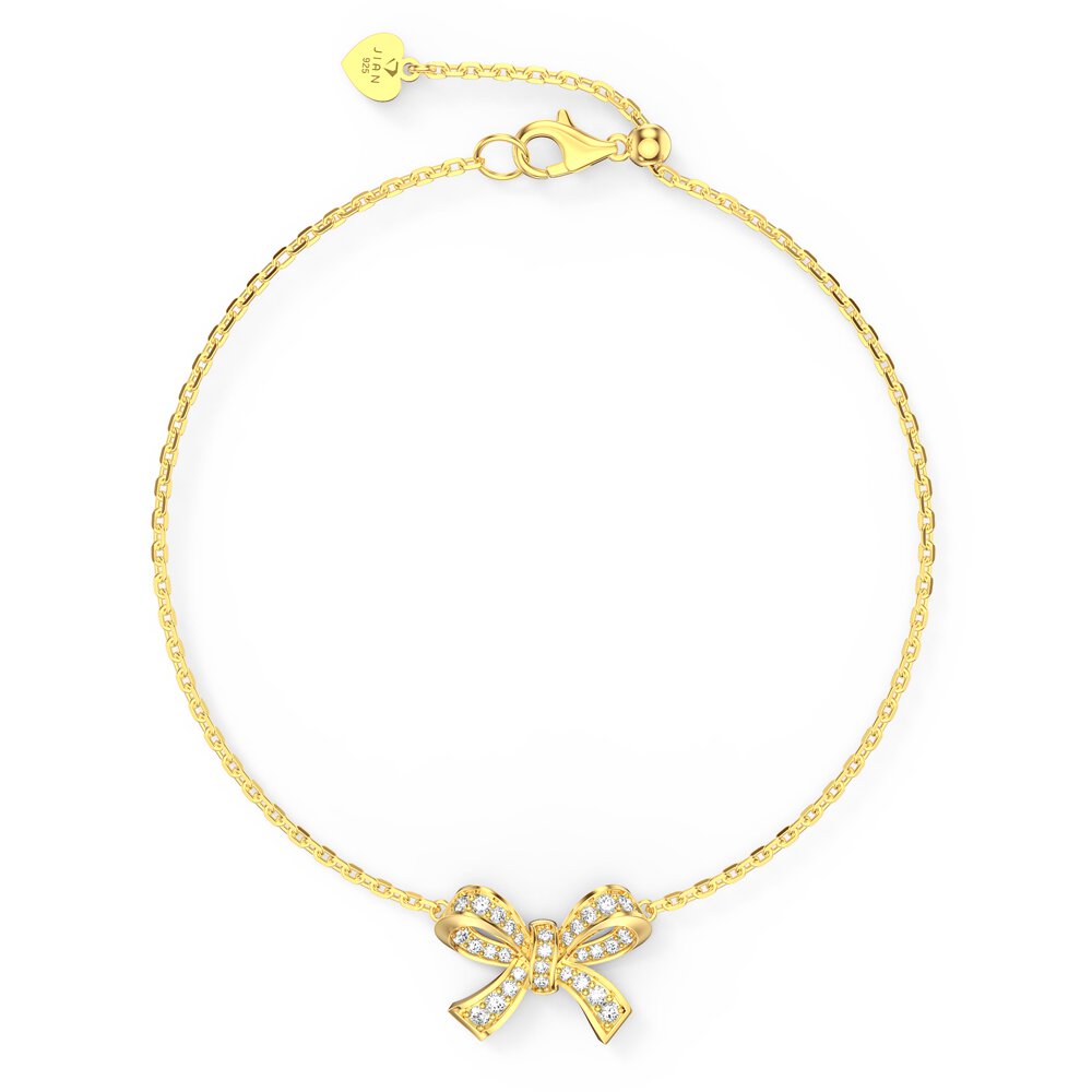 Charisma Moissanite Ribbon 18ct Gold Vermeil Adjustable Pendant Bracelet