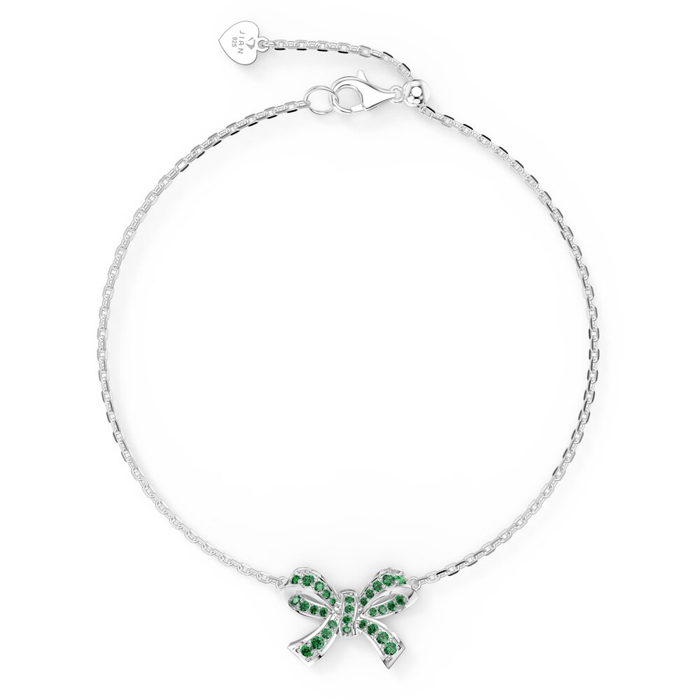 Charisma Emerald Ribbon Platinum plated Silver Adjustable Bracelet