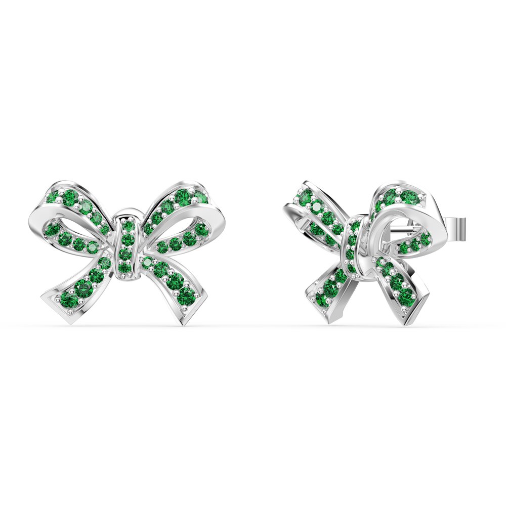 Charisma Emerald Ribbon Platinum plated Silver Earrings
