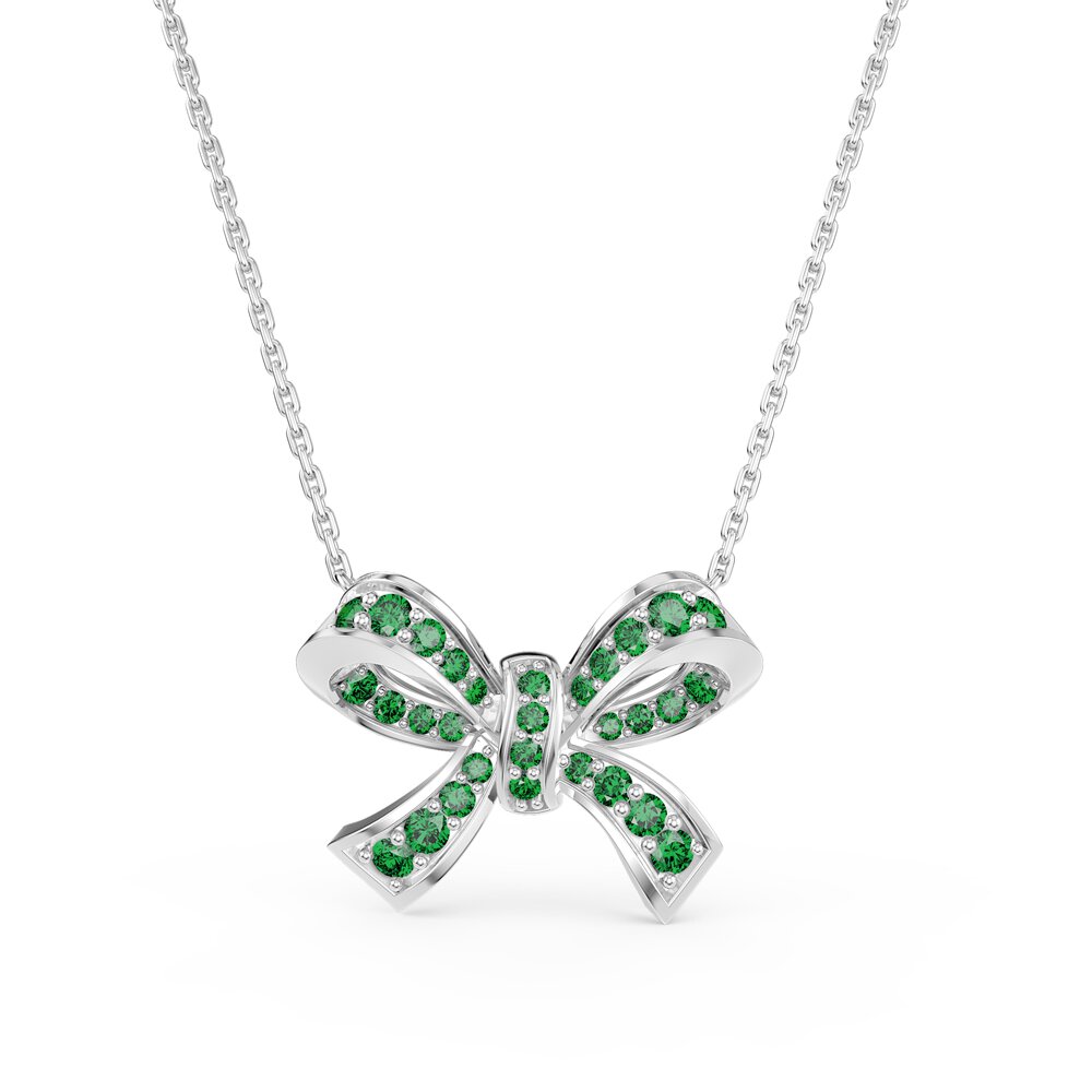 Charisma Emerald Ribbon Platinum plated Silver Adjustable Pendant Necklace