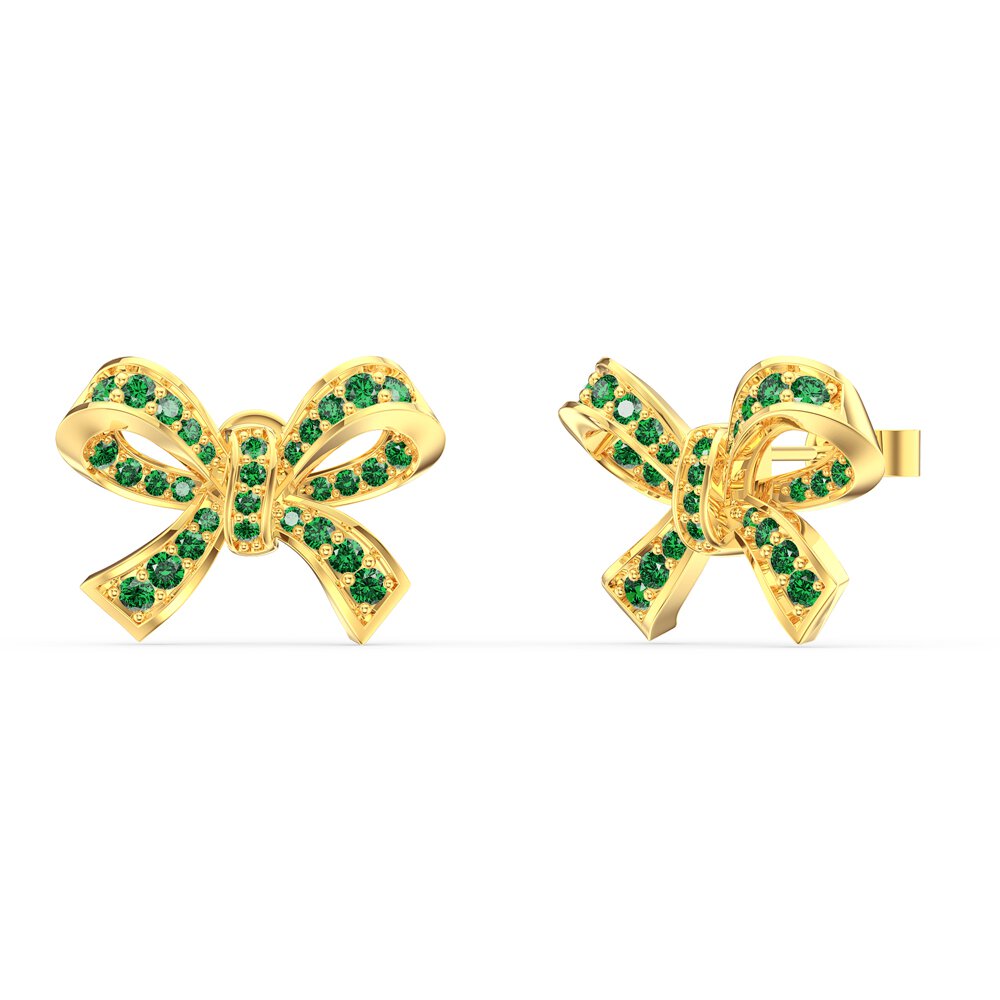 Charisma Emerald Ribbon 18ct Gold Vermeil Earrings
