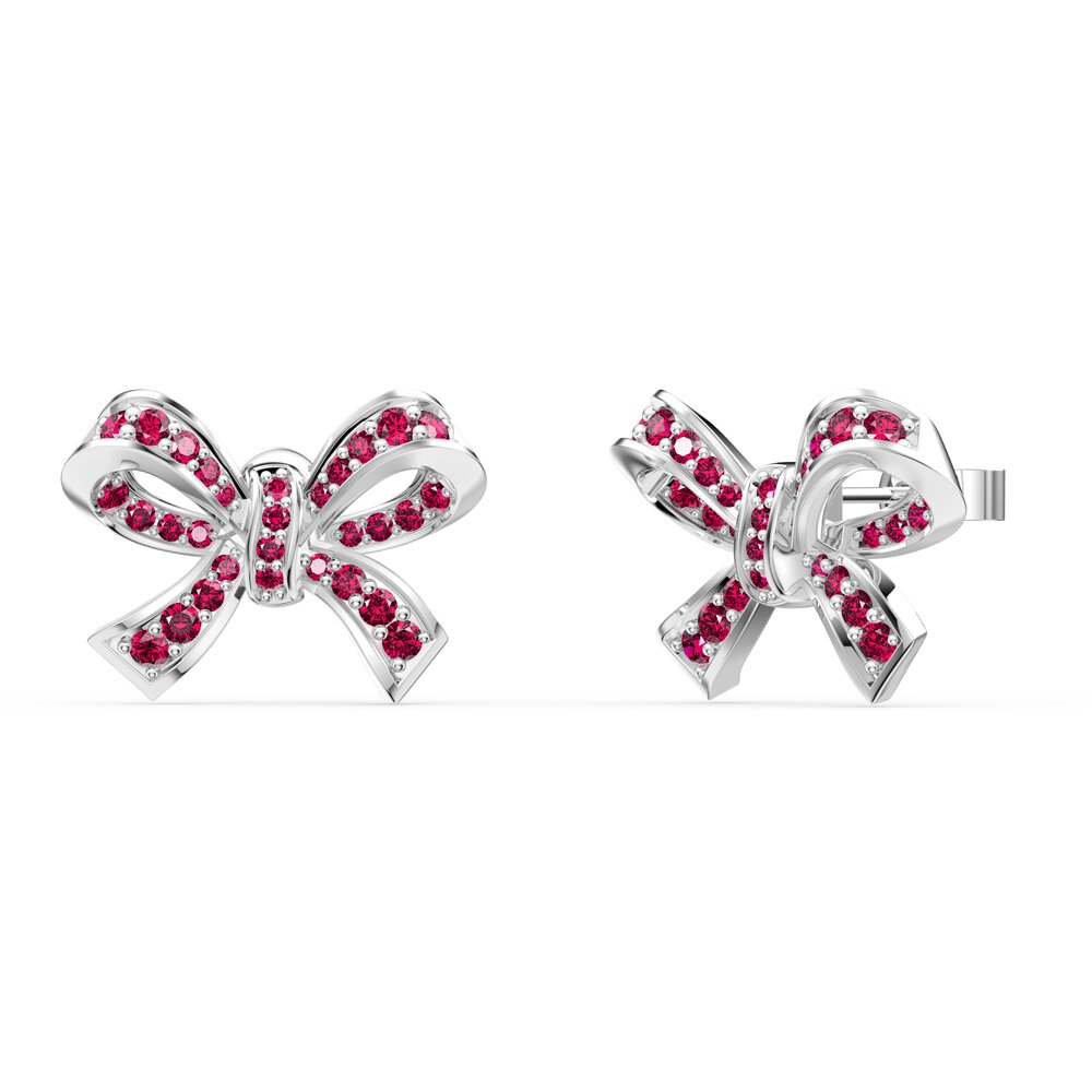 Charisma Ruby Ribbon Platinum plated Silver Earrings