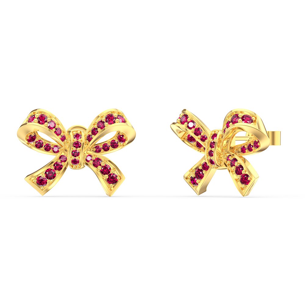Charisma Ruby Ribbon 18ct Gold Vermeil Earrings