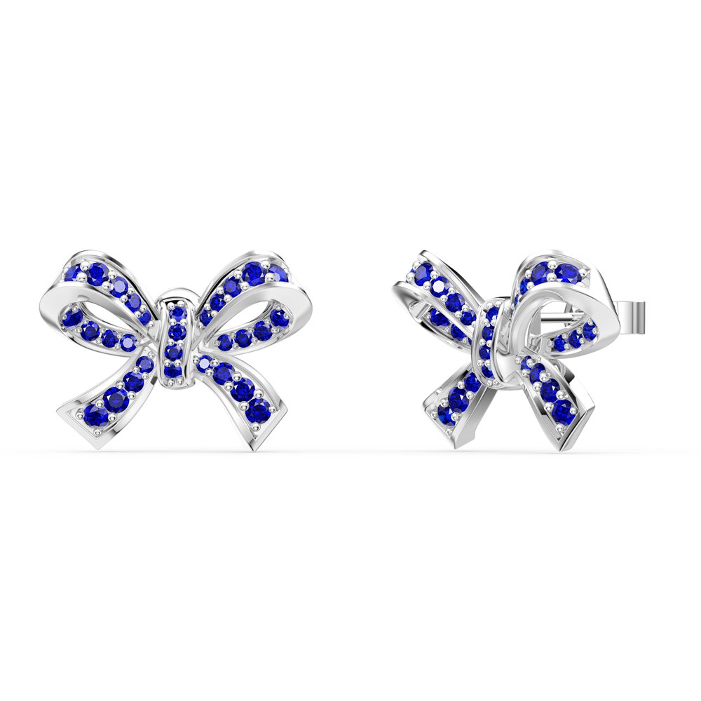 Charisma Sapphire Ribbon Platinum plated Silver Earrings