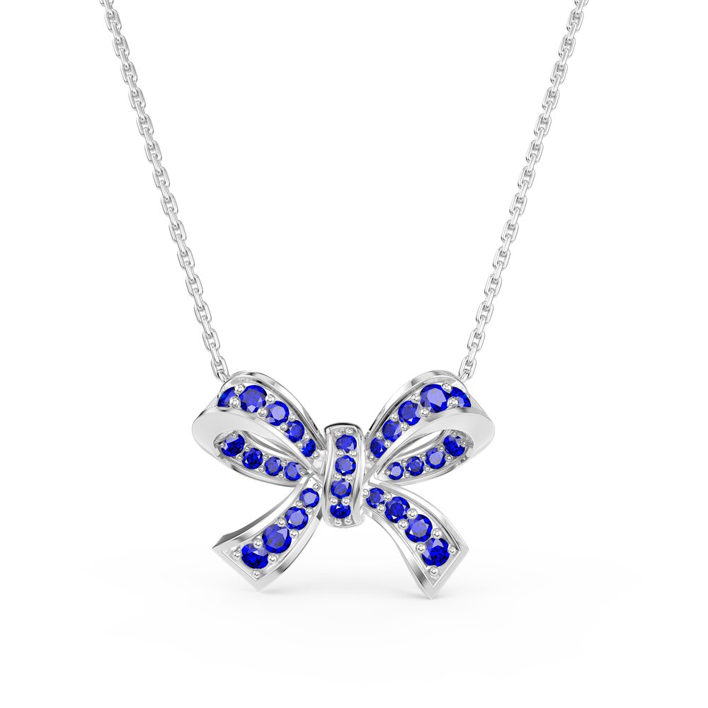 Charisma Sapphire Ribbon Platinum plated Silver Adjustable Pendant Necklace