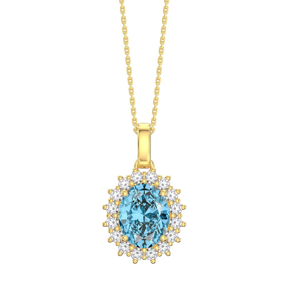 3ct Eternity Topaz 18ct Gold Vermeil Moissanite Halo Oval Pendant