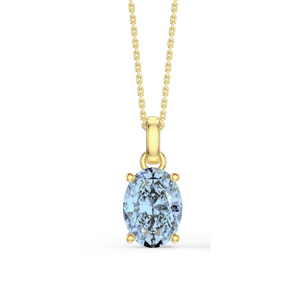 Eternity Oval Aquamarine 18ct Gold Vermeil Pendant