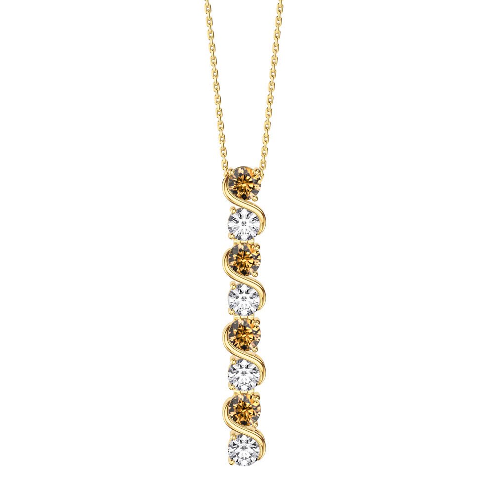 Infinity Citrine and Moissanite 18ct Gold Vermeil S Bar Pendant Necklace