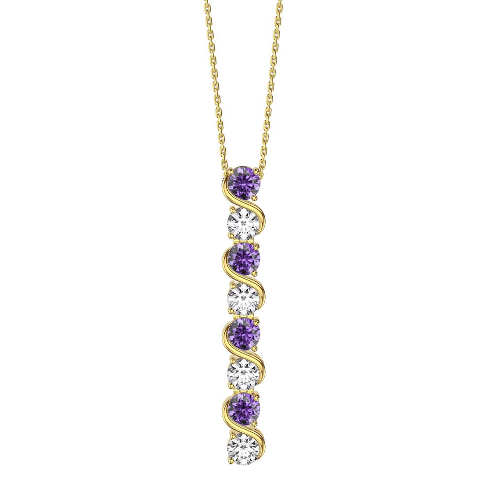 Infinity Amethyst and White Sapphire 18ct Gold Vermeil S Bar Pendant Necklace