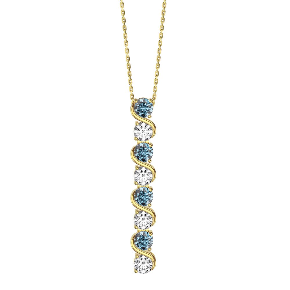 Infinity Blue Topaz and Moissanite 18ct Gold Vermeil S Bar Pendant Necklace
