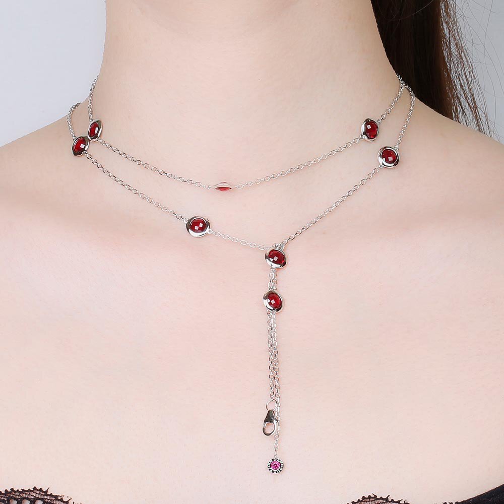 Ruby By the Yard Platinum plated Silver Necklace #4