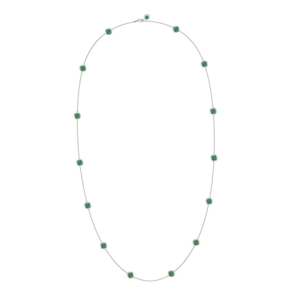 Emerald By the Yard Platinum plated Silver Necklace #3