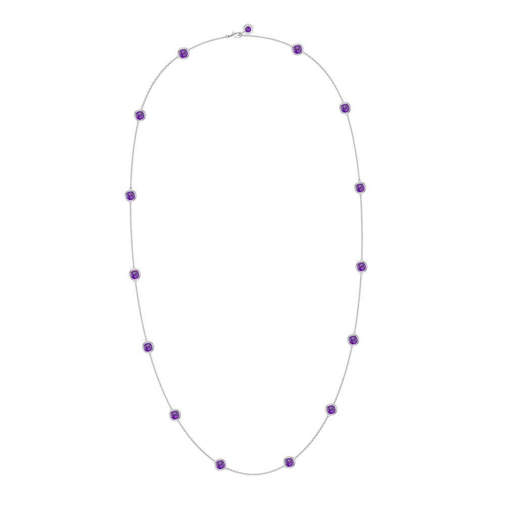 Amethyst By the Yard Platinum plated Silver Necklace #3
