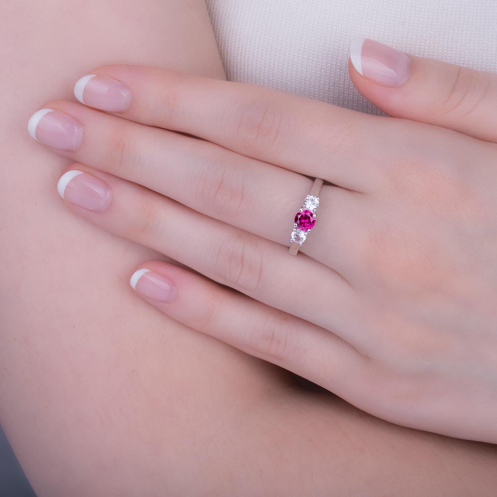 Eternity Three Stone Ruby and Diamond Platinum Engagement Ring #2