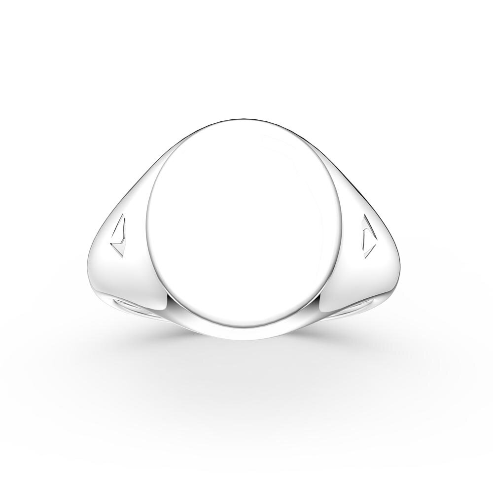 Oval Platinum plated Silver Signet Ring