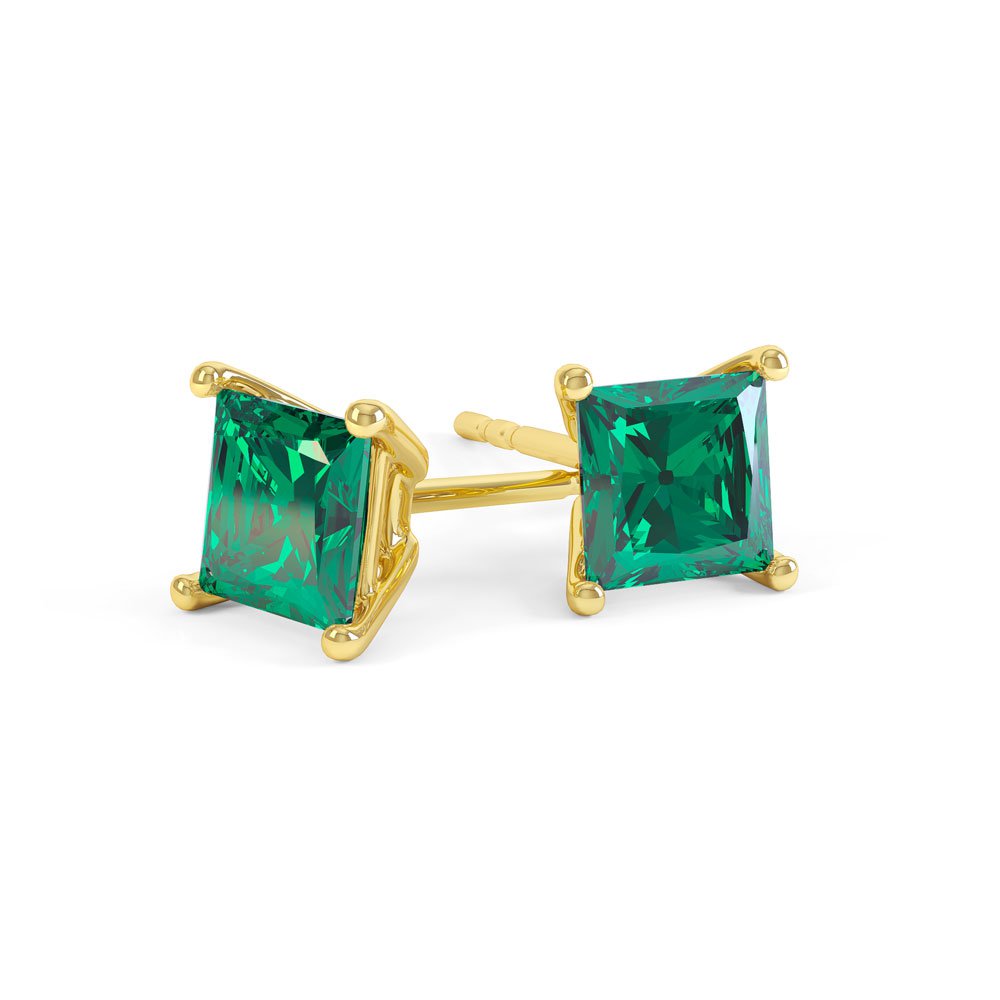 Charmisma 1ct Emerald Princess 18ct Gold Vermeil Stud Earrings